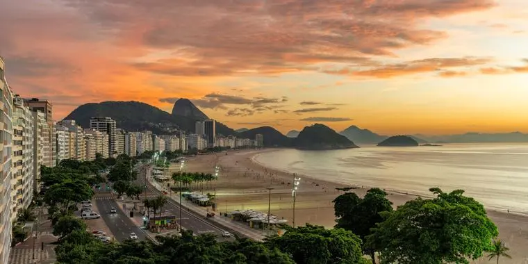 Copacabana beach at sunrise